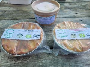 Vegan Mozzarella, Moo Moo Land and Butternut Squash, Spinach & Mushroom Pie at Taylors Free From in Stoke-on-trent