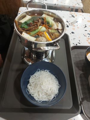 Bee hoon mushroom steamboat at Veggie House 一芳 - HarbourFront in Central Singapore
