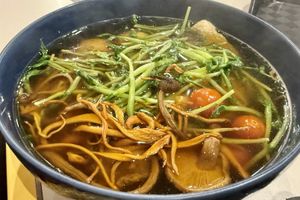 Buckwheat noodle soupp  at Veggie House 一芳 - HarbourFront in Central Singapore