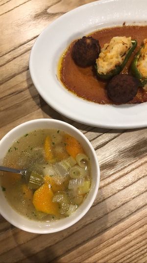 Root vegetable soup, warming to the core, and soul-satisfyingly delicious. at The Veggie Table in Sendai