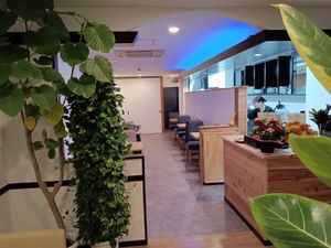 Chef Rick was also Carpenter Rick for most of the construction of the restaurant. His friends and family helped paint and plaster the walls. It's very warm and inviting. at The Veggie Table in Sendai