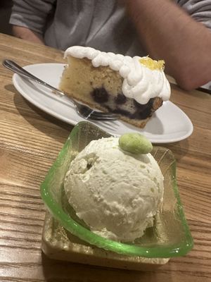 Lemon cake with fruit and a edamame ice cream  at The Veggie Table in Sendai