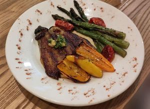 The eggplant steak dish. at The Veggie Table in Sendai