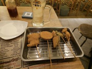 Kushikatsu at Shinsekai Paprika Shokudo Vegan in Osaka