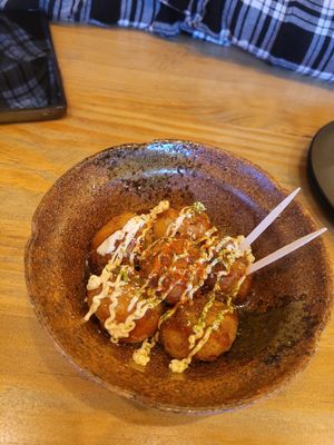 Vegan takoyaki at Shinsekai Paprika Shokudo Vegan in Osaka
