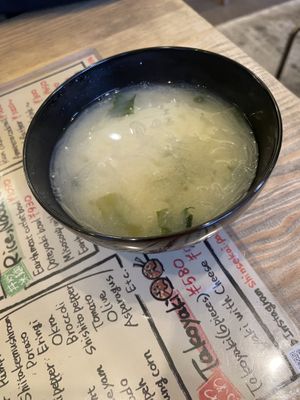 Miso soup  at Shinsekai Paprika Shokudo Vegan in Osaka