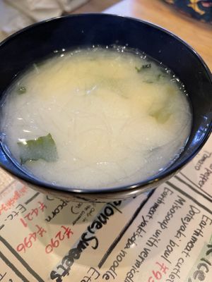 Miso soup  at Shinsekai Paprika Shokudo Vegan in Osaka