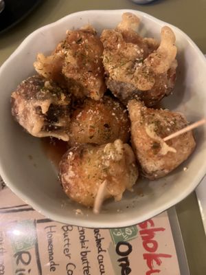 Forgot the Japanese name but fried rice balls with dashi like broth  at Shinsekai Paprika Shokudo Vegan in Osaka