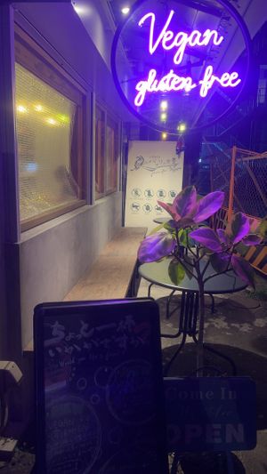 Entryway, can sit inside or outsidee  at Shinsekai Paprika Shokudo Vegan in Osaka