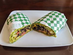 Black bean with avocado and spinach tortilla. at Conscious Cravings - South Austin in Austin