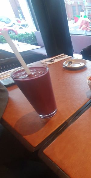 Blueberry & Peanut Butter smoothie (ask for vegan and choose which alternative milk you prefer soya/oat/coconut) at Caramello Wilmslow in Wilmslow