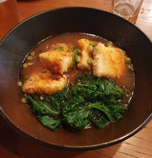 CHILLI TOFU RAMEN: Home made veg broth, crispy coated tofu, tokyo noodles, kale, nori at Zumuku Sushi in Wilmslow
