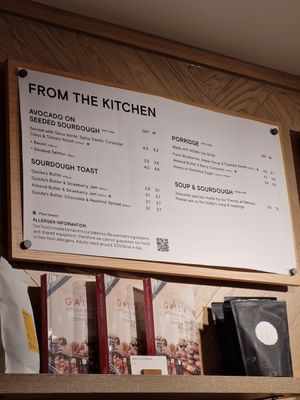 Menu board at GAIL's Bakery in Wilmslow