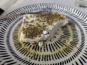 Vegan feta at Taverna Mezedofolia in Crete