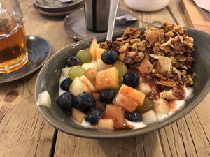 Yoghurt which can be made vegan  at Lieblingskaffee in Osnabrueck