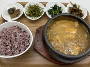 Fermented bean stew set  at VEGANCHAN in Seoul