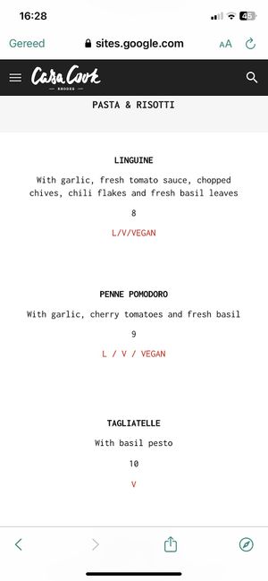 Vegan and veggie menu  at Casa Cook Rhodes in Rhodes