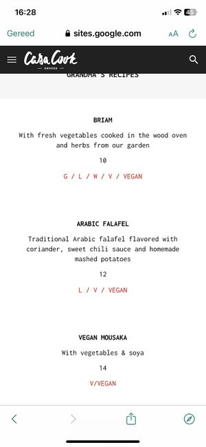 Vegan and veggie menu  at Casa Cook Rhodes in Rhodes