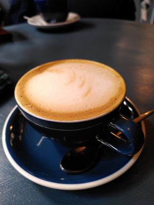 Cappuccino mit Hafermilch at Mon Général Café Culturel in Neustadt