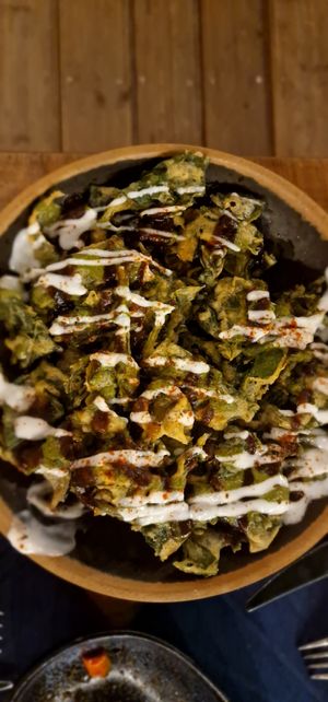 Fried Spinash at United Kitchen of India in Almancil