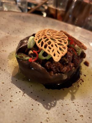 Smoked eggplant salad   at Gaea in Rhodes