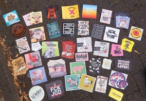 veganmania: all the stickers i took with me at Vegane Gesellschaft Österreich in Vienna