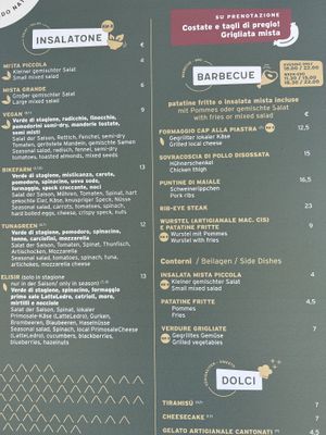 Karte mit vegetarischen, veganen Optionen   at Bikefarm in Arco