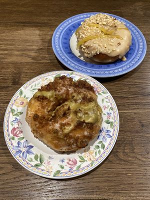 Carrot cake and vanilla hazelnut donuts  at Round Kamppi Café in Helsinki