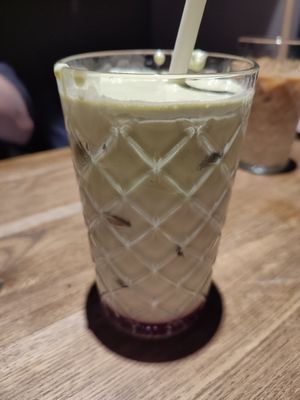 strawberry matcha drink at Round Kamppi Café in Helsinki