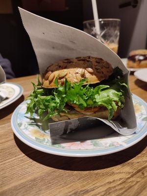 salmon bagel at Round Kamppi Café in Helsinki