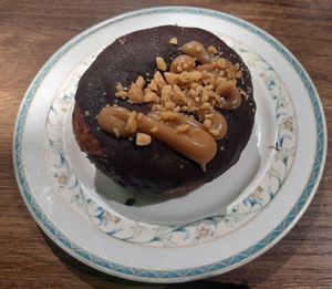 Chocolate peanut donut at Round Kamppi Café in Helsinki