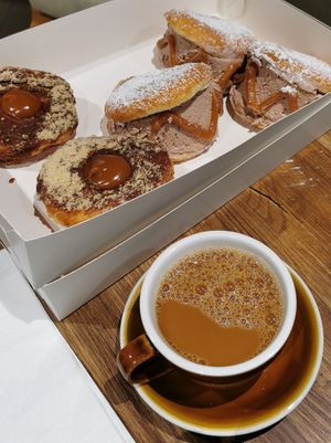Donuts and coffee at Round Kamppi Café in Helsinki