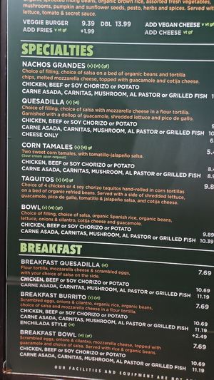 Partial menu at Hugo's Tacos in Studio City