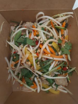 Papaya salad with this is fake chicken at Pho   in Liverpool