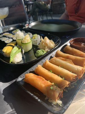 Vegan sushi and spring rolls   at Matchmama in Lisbon