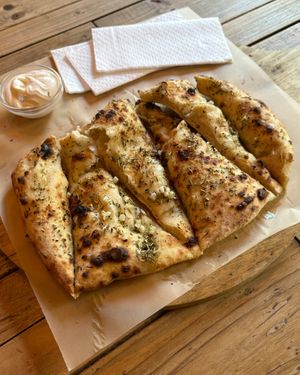 Garlic and Rosemary focaccia  at Pizza by Vinnie - The Oil Basin Brewhouse in Worcester