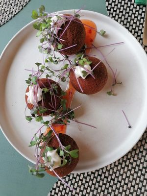 Bolinhas de alheira 👌 at Dona Sardinha in Luso