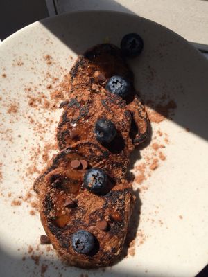 Vegan pankakes at Between Tides in Lobitos