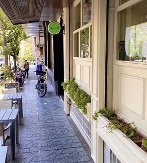 Outdoor tables  at Natùr in Tehran