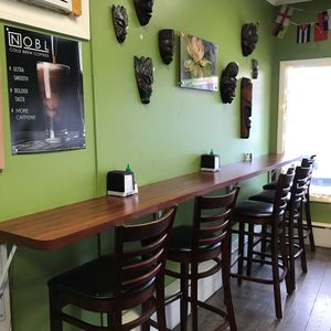 Smoothie bar seating at Green Lotus Cafe in Hyannis