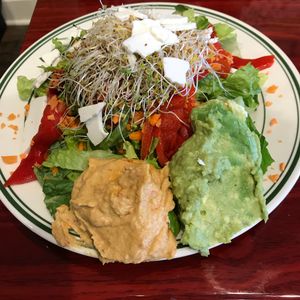Hummus salad made vegan at Green Lotus Cafe in Hyannis