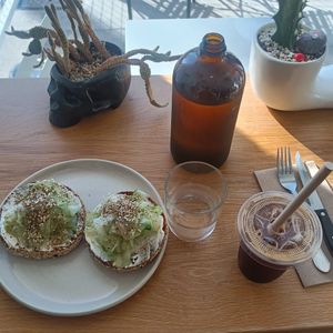 Cucumber and cream cheese bagel at Milki & Miller in Boronia
