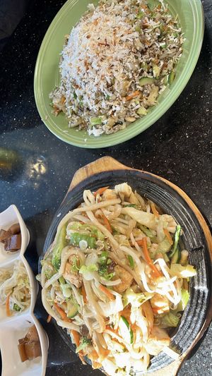 Tofu Udon and pineapple fried ricee  at Koriander in Corvallis