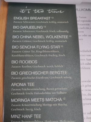 Tea Menü at Helga in Konstanz