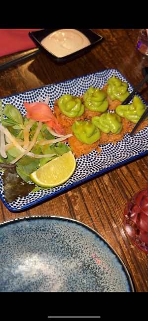 Fried rice squares with avocadoo  at Shibuya Izakaya in Vienna