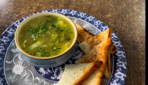 Veg soup #Veganuary at Kyampa - The White Lotus Cafe in Lalitpur