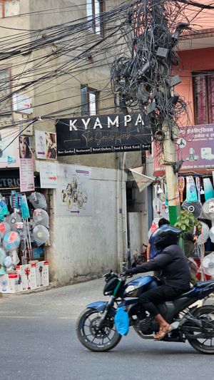 Down this ally way at Kyampa - The White Lotus Cafe in Lalitpur