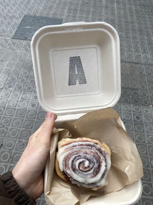 Cinnamon bun  at Areca Bakery in Barcelona