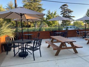 Plenty of outdoor seating  at Looking Meadow Cafe in Maplewood