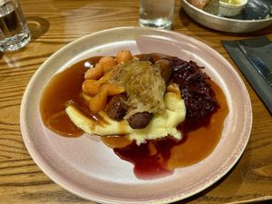 Vegan Cumberland sausages  at Coach and Horses in Salisbury